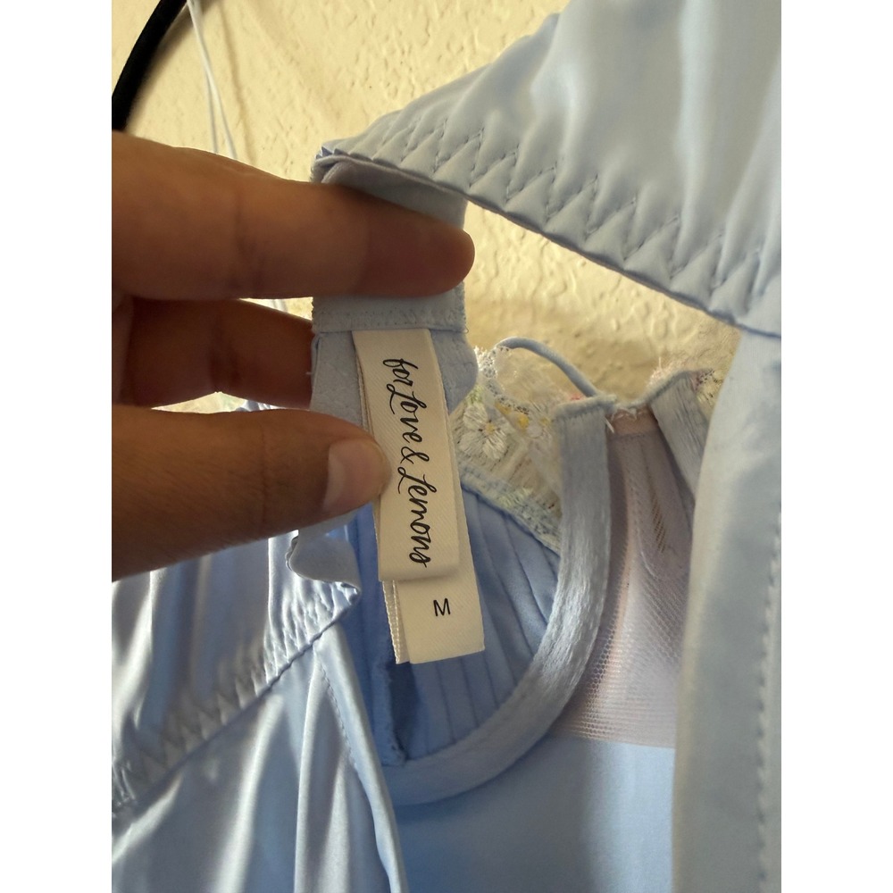For Love & Lemons Paloma Slip Dress Baby Blue Lace Mini Dress Size M Fairycore - Picture 5 of 7